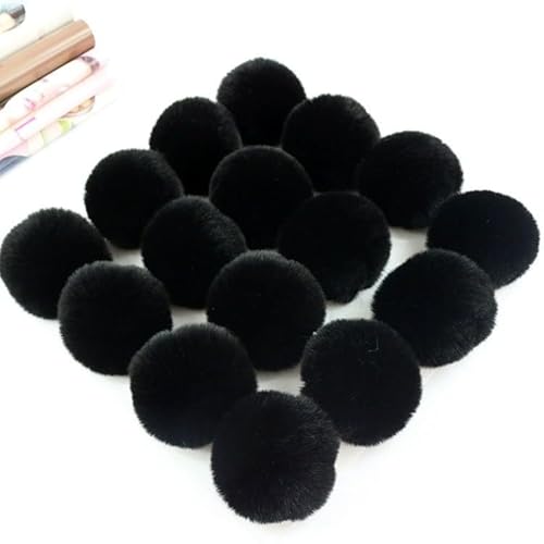 10 Stück Kunstfell Pompon Fellbommel 6cm Flauschiger Pompon Fellbommel für Damen Mädchen Tasche Mützen Anhängern Dekoration DIY Fell Pom Poms für Hüte Schuhe Schals Strickmütze Zubehör-Schwarz von PTNKUIIY