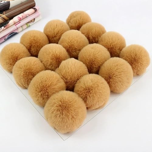 10 Stück Kunstfell Pompon Fellbommel 6cm Flauschiger Pompon Fellbommel für Damen Mädchen Tasche Mützen Anhängern Dekoration DIY Fell Pom Poms für Hüte Schuhe Schals Strickmütze Zubehör-Braun #1 von PTNKUIIY