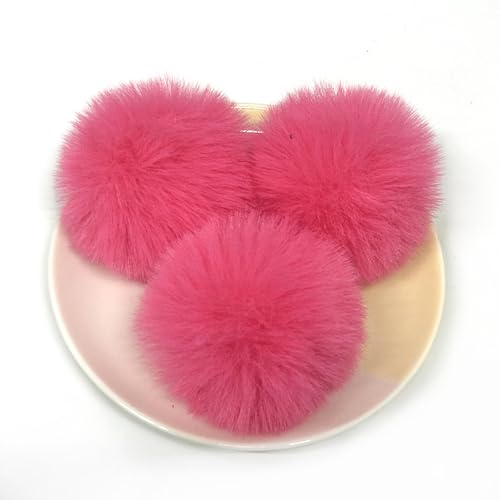 PTNKUIIY 10 Stück Kunstfell Pompon Fellbommel 6cm Flauschiger Pompon Fellbommel für Damen Mädchen Tasche Mützen Anhängern Dekoration DIY Fell Pom Poms für Hüte Schuhe Schals Strickmütze Zubehör-Pink von PTNKUIIY