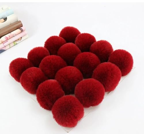 10 Stück Kunstfell Pompon Fellbommel 7cm Flauschiger Pompon Fellbommel für Damen Mädchen Tasche Mützen Anhängern Dekoration DIY Fell Pom Poms für Hüte Schuhe Schals Strickmütze Zubehör-Weinrot von PTNKUIIY