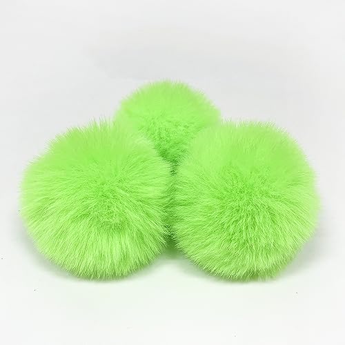 10 Stück Kunstfell Pompon Kunstfell Bommel Fellbommel 6cm Künstlicher Haarball Kunstfell Pompon Flauschige Kugeln zum Stricken von Hüten, Schals, Taschen und Anhängern Schlüsselanhänger -grün von PTNKUIIY