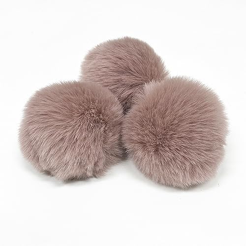 10 Stück Kunstfell Pompon Kunstfell Bommel Fellbommel 8cm Künstlicher Haarball Kunstfell Pompon Flauschige Kugeln zum Stricken von Hüten, Schals, Taschen und Anhängern Schlüsselanhänger -Dunkelrosa von PTNKUIIY