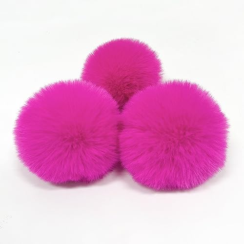 10 Stück Kunstfell Pompon Kunstfell Bommel Fellbommel 8cm Künstlicher Haarball Kunstfell Pompon Flauschige Kugeln zum Stricken von Hüten, Schals, Taschen und Anhängern Schlüsselanhänger -Rose #2 von PTNKUIIY