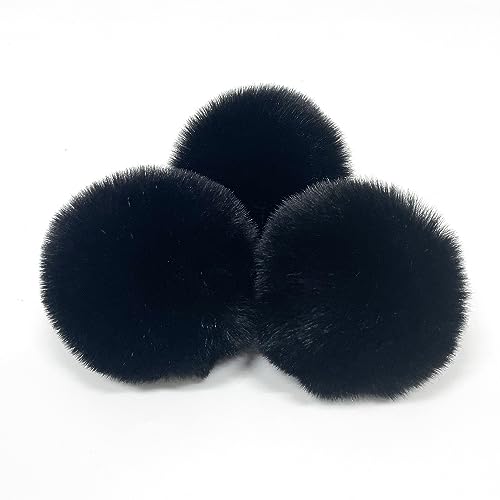 10 Stück Kunstfell Pompon Kunstfell Bommel Fellbommel 8cm Künstlicher Haarball Kunstfell Pompon Flauschige Kugeln zum Stricken von Hüten, Schals, Taschen und Anhängern Schlüsselanhänger -Schwarz von PTNKUIIY