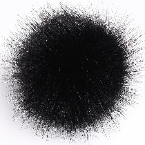 10 Stück Kunstfell Pompons Fellbommel,10cm Kunstfell PomponKunstpelz Pom Pom Künstliche Fellbommel für Damen und Mädchen Tasche Mützen Anhängern Dekoration Schlüsselbund Zubehör Basteln-Schwarz von PTNKUIIY