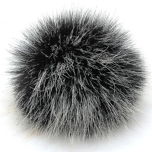 10 Stück Kunstfell Pompons Fellbommel,8cm Kunstfell PomponKunstpelz Pom Pom Künstliche Fellbommel für Damen und Mädchen Tasche Mützen Anhängern Dekoration Schlüsselbund Zubehör Basteln-schwarz# von PTNKUIIY