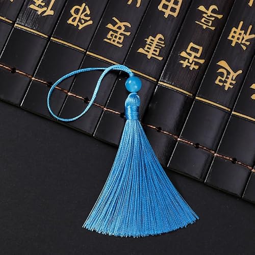 PTNKUIIY 10 Stücke Mini Quasten - 13CM Seidig Quasten Anhänger Mini Tassel Anhänger Charm als Lesezeichen handgefertigte Troddeln Quasten für DIY Schmuck Ohrring Schlüsselanhänger -Himmelblau von PTNKUIIY