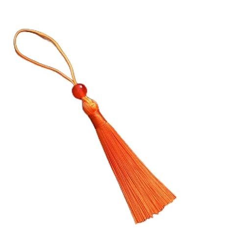 PTNKUIIY 10 Stücke Mini Quasten - 13CM Seidig Quasten Anhänger Mini Tassel Anhänger Charm als Lesezeichen handgefertigte Troddeln Quasten für DIY Schmuck Ohrring Schlüsselanhänger -orange von PTNKUIIY