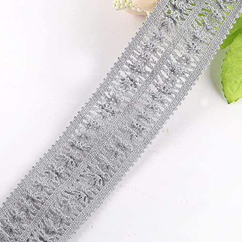 10 Yard Breite 3.5cm Spitzenband,Spitzenborte Spitzenbordüre Zierband Spitze Blume Borte Spitzenbesatz Scrapbooking Geschenkbox Dekoband für DIY Basteln Nähen Hochzeit Tischdeko Nähzubehör,Grau von PTNKUIIY