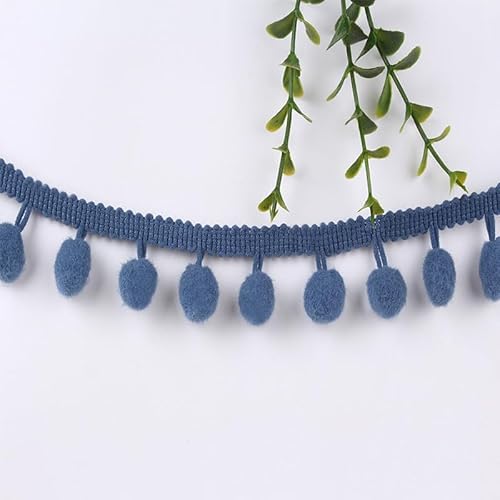 PTNKUIIY 10 Yards Pompon Borte Bommelborte Bommelband Bommel Fringe 1.2cm Pompons Borte zum Basteln Dekoband Mit Bommeln Bälle für DIY Basteln Apparel Kleidung,Kostüme,Nähen,Dekoration-Dunkelblau #2 von PTNKUIIY