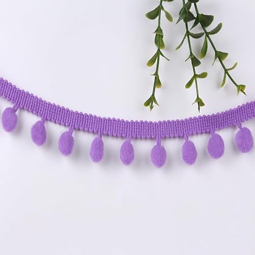 PTNKUIIY 10 Yards Pompon Borte Bommelborte Bommelband Bommel Fringe 1.2cm Pompons Borte zum Basteln Dekoband Mit Bommeln Bälle für DIY Basteln Apparel Kleidung,Kostüme,Nähen,Dekoration-Lila# von PTNKUIIY