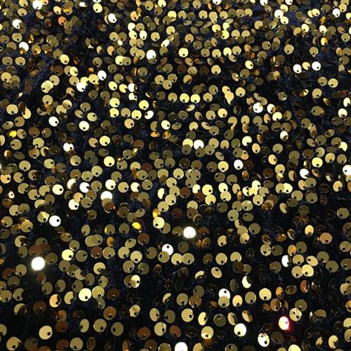 120cm * 1m Paillettenstoff Glitzer Dekostoff Steppstoff Polsterstoff Hochzeitszubehör Sparkly Stoff für DIY handgemachte Kleidung Hochzeit Kleid DIY Bekleidung DIY Nähen Handwerk -Schwarz Gold von PTNKUIIY