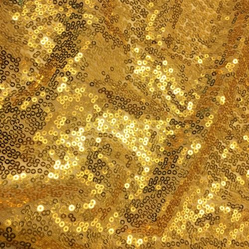 130cm * 1m Pailletten Stoff,Glitzer Pailletten Dekostoff Steppstoff Paillettenstoff Sequenzstoff Sparkly Stoff für DIY handgemachte Kleidung Hochzeit Party DIY Nähen Handwerk -Gold Gelb von PTNKUIIY