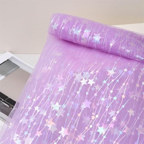 150cm * 2m Glitzer Tüllstoff Glitzer Tüll Dekostoff Tüllband mit Sterne Sparkly Pailletten Stoffe für DIY handgemachte Kleidung Hochzeit Kleid Basteln Geschenk Schleife Hochzeit Tischedeko -Lila von PTNKUIIY