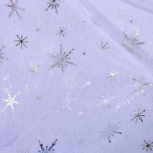 150cm * 3m Deko-Stoff Kostümstoff Weihnachten Schneeflocke Pailletten Stoffe Netzstoff Glitzer Garn Tüll Deko Stoffe Glitzertüllstoff für Hochzeit, Party, Schärpen und Girlanden DIY Bekleidung -Weiß von PTNKUIIY