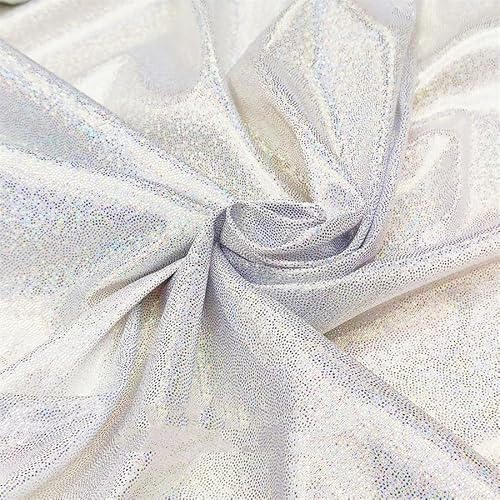 150cm *1m Pailletten Glitzer Dekostoff Modestoff Kostümstoff zum Nähen Kleidungsstoff für Hochzeit Geburtstag Party Nähen von Brautschleiern Hochzeitskleid Tischläufer Tutu Röcken -Silber Weiß von PTNKUIIY