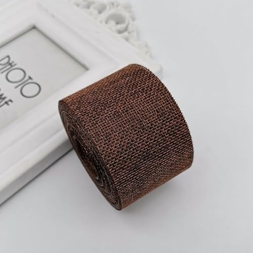 2 Rolle Juteband,5cm Breit 10 Meter Sackleinen Juteband Burlap Vintage Geschenkband Sackleinen Stoff Dekoband für Hochzeitdeko Geschenkverpackung Basteln Handwerk Weihnachten, Herbstkranz -dunkelbraun von PTNKUIIY