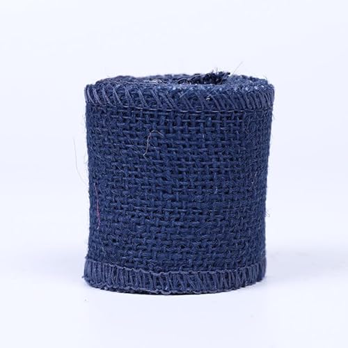 2 Rolle Juteband,6cm*2m Dekoband Geschenkband Sackleinen Juteband Sackleinen Band Burlap Band für Hochzeitdeko Geschenkverpackung Basteln Weihnachten, Party Herbstkranz DIY Handwerk -Navy blau von PTNKUIIY