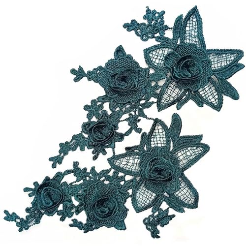 2 Stück Rosen Blumen Patches zum Aufbügeln Bestickte Aufnäher Bügelflicken Blume Applique Stickerei Applikation für Kleider, Hosen, Hüte, Jeans, Nähen, Blumen-Applikation, Bastelzubehör -dunkelgrün von PTNKUIIY