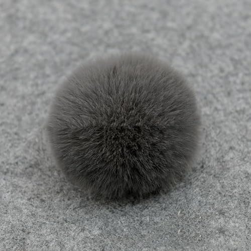 20 Stück Kunstfell Pompons 3cm DIY Pom Poms Ball Flauschiger Pompom Kugel Haarball Bommel Fellbommel für Strickmützen Schuhe Schals Tasche Zubehör Schlüsselanhänger Weihnachtsdekoration -dunkelgrau von PTNKUIIY