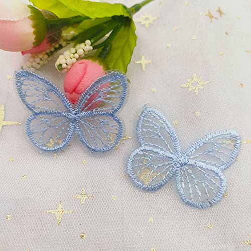 20 Stück Spitze Organza Stickerei Schmetterlinge Applique Patches Sticker Aufnäher Applikation Flicken zum Aufnähen Gestickte Basteln und Dekorieren Auf Kleidung Gardine Tischtuch Taschen Schal von PTNKUIIY