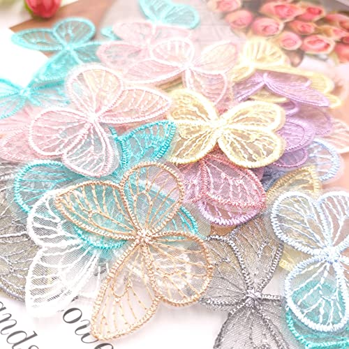 20 Stück Spitze Organza Stickerei Schmetterlinge Applique Patches Sticker Aufnäher Applikation Flicken zum Aufnähen Gestickte Basteln und Dekorieren Auf Kleidung Gardine Tischtuch Taschen Schal von PTNKUIIY