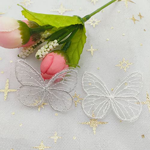 20 Stück Spitze Organza Stickerei Schmetterlinge Applique Patches Sticker Aufnäher Applikation Flicken zum Aufnähen Gestickte Basteln und Dekorieren Auf Kleidung Gardine Tischtuch Taschen Schal von PTNKUIIY