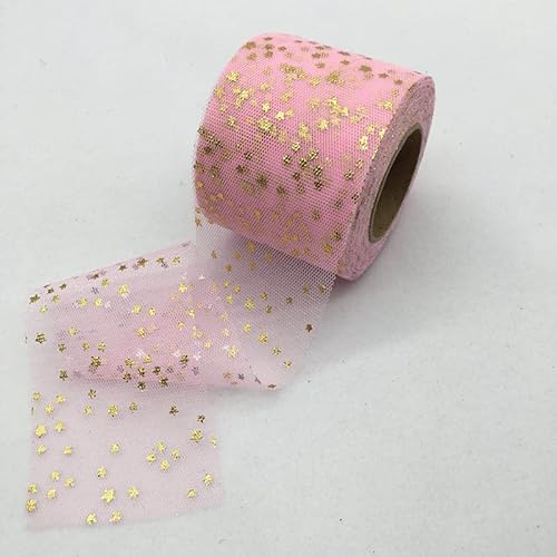 25 Yard * 6cm Mesh Glitzer Band Schimmer Sheer Transparentes Schleifenband zum Basteln Geschenkverpackung Mesh Band für Haus Party Geschenkverpackung Kranz DIY Handwerk Blumensträuße Deko-Rosa von PTNKUIIY