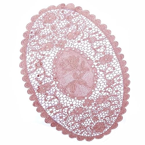 4 Stück Bestickte Tischmatte, 41*31cm Platzsets Spitze ovale Tischdecke mit Blumenmuster Spitzendeckchen Häkeldeckchen Vintage-Tassenmatte, Vasenmatte Untersetzer für Küche,Esszimmer,Party,Hochzeit von PTNKUIIY