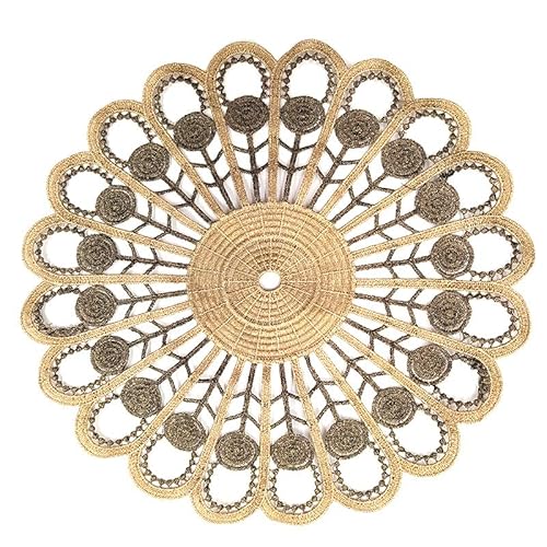 4 Stück Runde Bestickte Tischmatte,26-28cm Gold Spitze Runde Tischmatte Spitzendeckchen Häkeldeckchen Blume bestickte Tischmatte,Vintage-Tassenmatte, Vasenmatte für Heimdekoration Küche,Party,Hochzeit von PTNKUIIY