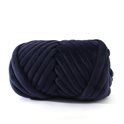 Dicke Wolle Garn 500g, Samt-Wolle Sperrige Armstricken Wolle Grobstrick Weiches Wollgarn Wolle zum Stricken oder Häkeln für Decke, Perfekt zum Weben von Haustier Nest, Decken, Zierkissen-Navy blau von PTNKUIIY