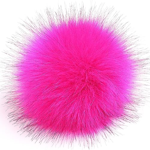 PTNKUIIY 10 Stück Kunstfell Pompons Fellbommel,10cm Kunstfell PomponKunstpelz Pom Pom Künstliche Fellbommel für Damen und Mädchen Tasche Mützen Anhängern Dekoration Schlüsselbund Zubehör Basteln-Rose von PTNKUIIY