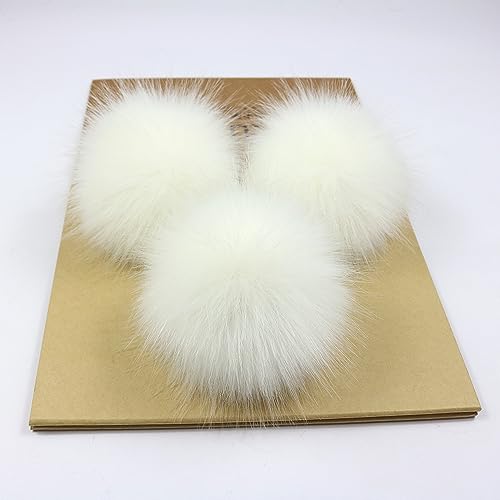 PTNKUIIY 10 Stück Kunstfell Pompons Fellbommel,8cm Kunstfell PomponKunstpelz Pom Pom Künstliche Fellbommel für Damen und Mädchen Tasche Mützen Anhängern Dekoration Schlüsselbund Zubehör Basteln-Weiß von PTNKUIIY