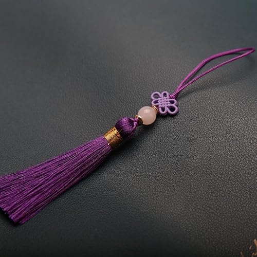 PTNKUIIY 10 Stücke Handgefertigte Mini Quasten -14CM Seidig Quasten Anhänger gerade Tassle Kleinen Chinesischen Knoten für Schmuckherstellung, Souvenir, Lesezeichen, DIY Handwerk Zubehör -dunkellila von PTNKUIIY