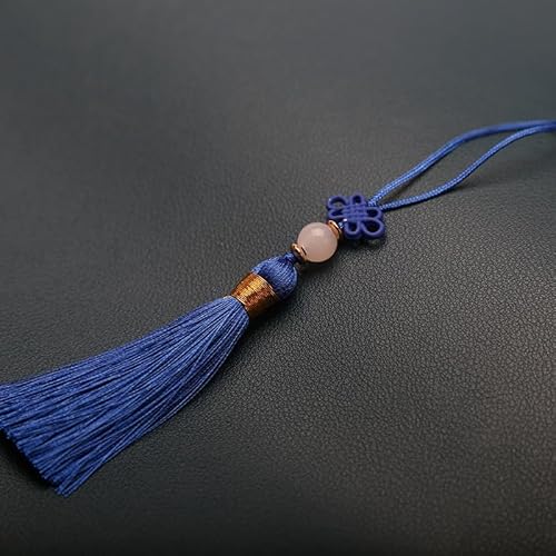 PTNKUIIY 10 Stücke Handgefertigte Mini Quasten -14CM Seidig Quasten Anhänger gerade Tassle Kleinen Chinesischen Knoten für Schmuckherstellung, Souvenir, Lesezeichen, DIY Handwerk Zubehör -Dunkelblau von PTNKUIIY