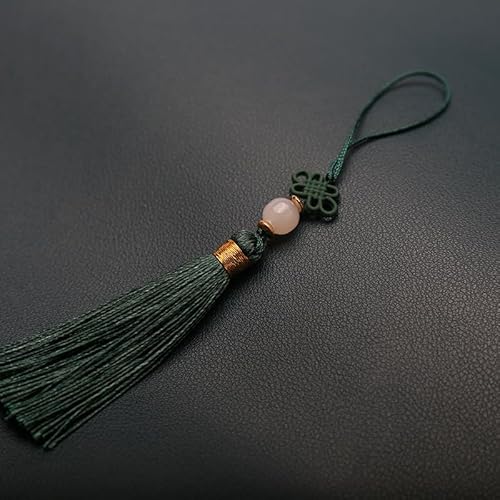 PTNKUIIY 10 Stücke Handgefertigte Mini Quasten -14CM Seidig Quasten Anhänger gerade Tassle Kleinen Chinesischen Knoten für Schmuckherstellung, Souvenir, Lesezeichen, DIY Handwerk Zubehör -dunkelgrün von PTNKUIIY