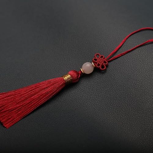 PTNKUIIY 10 Stücke Handgefertigte Mini Quasten -14CM Seidig Quasten Anhänger gerade Tassle Kleinen Chinesischen Knoten für Schmuckherstellung, Souvenir, Lesezeichen, DIY Handwerk Zubehör -Weinrot von PTNKUIIY