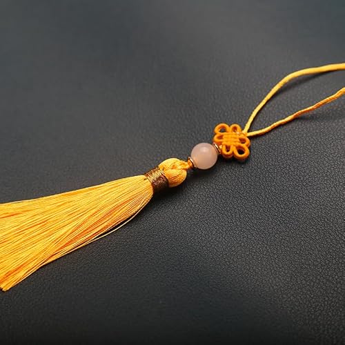 PTNKUIIY 10 Stücke Handgefertigte Mini Quasten -14CM Seidig Quasten Anhänger gerade Tassle Kleinen Chinesischen Knoten für Schmuckherstellung, Souvenir, Lesezeichen, DIY Handwerk Zubehör -gelb #1 von PTNKUIIY