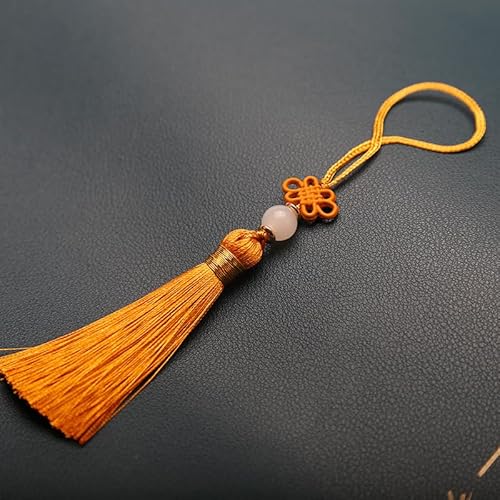 PTNKUIIY 10 Stücke Handgefertigte Mini Quasten -14CM Seidig Quasten Anhänger gerade Tassle Kleinen Chinesischen Knoten für Schmuckherstellung, Souvenir, Lesezeichen, DIY Handwerk Zubehör -gelb #2 von PTNKUIIY