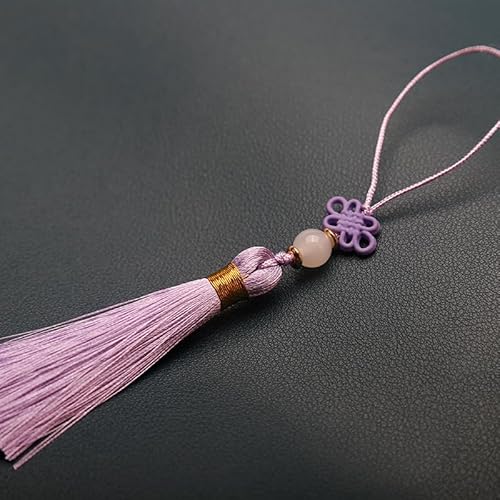 PTNKUIIY 10 Stücke Handgefertigte Mini Quasten -14CM Seidig Quasten Anhänger gerade Tassle Kleinen Chinesischen Knoten für Schmuckherstellung, Souvenir, Lesezeichen, DIY Handwerk Zubehör -helles Lila von PTNKUIIY