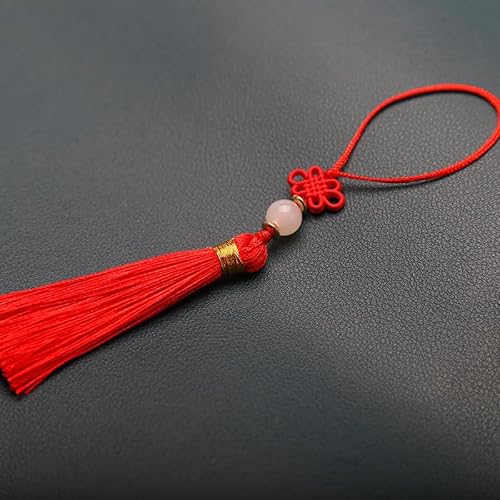 PTNKUIIY 10 Stücke Handgefertigte Mini Quasten -14CM Seidig Quasten Anhänger gerade Tassle Kleinen Chinesischen Knoten für Schmuckherstellung, Souvenir, Lesezeichen, DIY Handwerk Zubehör -rot von PTNKUIIY