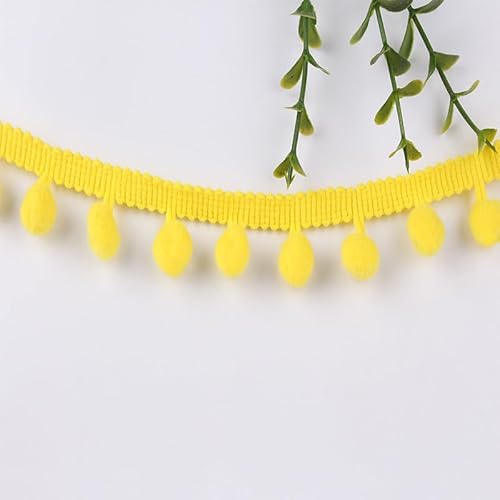 PTNKUIIY 10 Yards Pompon Borte Bommelborte Bommelband Bommel Fringe 1.2cm Pompons Borte zum Basteln Dekoband Mit Bommeln Bälle für DIY Basteln Apparel Kleidung,Kostüme,Nähen,Dekoration-Gelb#2 von PTNKUIIY