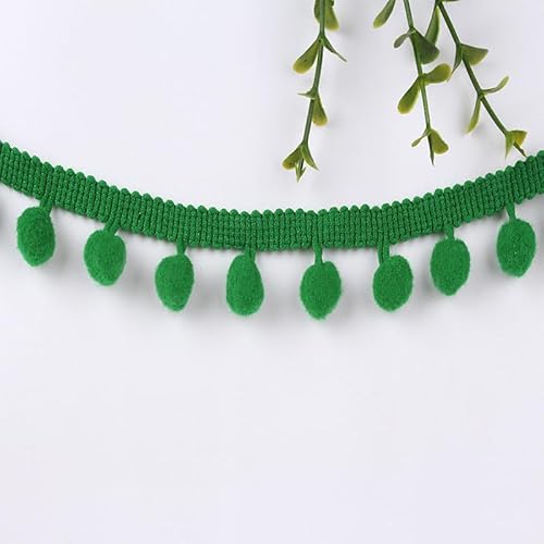 PTNKUIIY 10 Yards Pompon Borte Bommelborte Bommelband Bommel Fringe 1.2cm Pompons Borte zum Basteln Dekoband Mit Bommeln Bälle für DIY Basteln Apparel Kleidung,Kostüme,Nähen,Dekoration-Grün #1 von PTNKUIIY