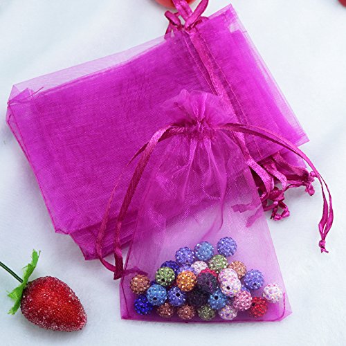 PTNKUIIY 100 Stück Organzasäckchen, Geschenk Organzabeutel Zum Befüllen 25x35cm Schmucksäckchen Schmuckbeutel mit Kordelzug Geschenkbeutel für Hochzeit Oder Fest Party Weihnachten -Rose von PTNKUIIY