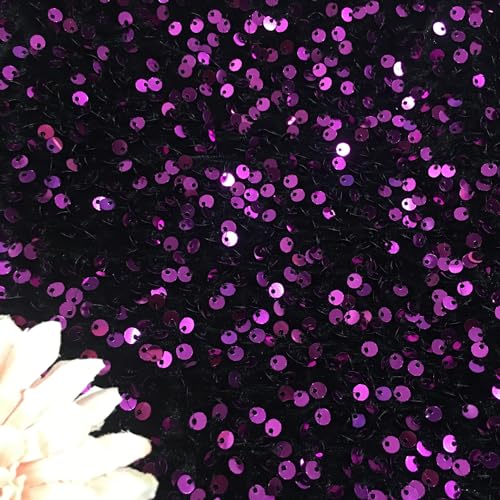 PTNKUIIY 120cm * 1m Paillettenstoff Glitzer Dekostoff Steppstoff Polsterstoff Hochzeitszubehör Sparkly Stoff für DIY handgemachte Kleidung Hochzeit Kleid DIY Bekleidung DIY Nähen Handwerk -lila # von PTNKUIIY