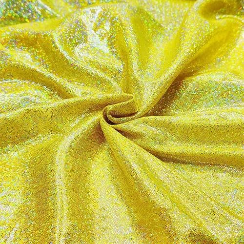 PTNKUIIY 150cm *1m Pailletten Glitzer Dekostoff Modestoff Kostümstoff zum Nähen Kleidungsstoff für Hochzeit Geburtstag Party Nähen von Brautschleiern Hochzeitskleid Tischläufer Tutu Röcken -Gelb von PTNKUIIY