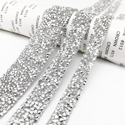 PTNKUIIY 2 Yard Selbstklebend kristall Strass Band -3cm Breite Diamant Band DIY Dekoration Aufkleber Klebeband für Hochzeit Geburtstag DIY Dekoration Kunsthandwerk Telefon Dekoration-Silber von PTNKUIIY