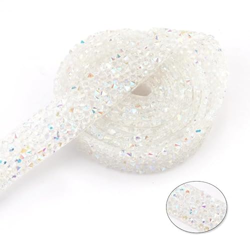 PTNKUIIY 2 Yards Kristall Strass Diamant Band - 0.5cm Breite Strassband Selbstklebendes Bling Band DIY Dekoration Aufkleber für DIY Kunsthandwerk Hochzeit Dekoration Party Handwerk Telefon - Weiß von PTNKUIIY