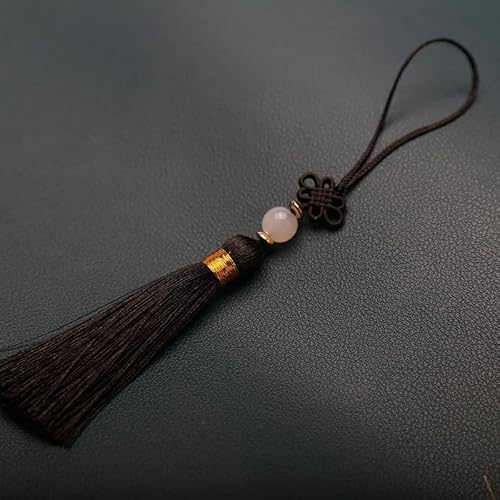 PTNKUIIY 25 Stücke Handgefertigte Mini Quasten -14CM Seidig Quasten Anhänger gerade Tassle Kleinen Chinesischen Knoten für Schmuckherstellung, Souvenir, Lesezeichen, DIY Handwerk Zubehör -Kaffee von PTNKUIIY