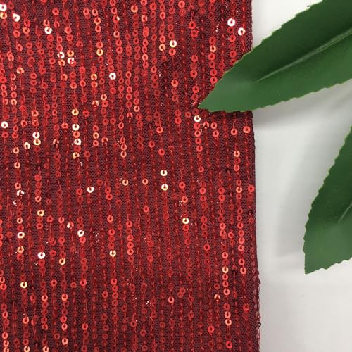 PTNKUIIY Glänzender Stoff mit Pailletten 125cm * 1 Yard Paillettenstoff Dekostoff Kostümstoff Stoffe zum Nähen Vorhangstoff Hochzeitsstoff für DIY Nähen Basteln Kleidung Hochzeit Party Deko -Rot #3 von PTNKUIIY